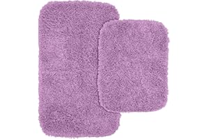 Garland Rug 2-Piece Jazz Shaggy Washable Nylon Bathroom Rug Set, Purple