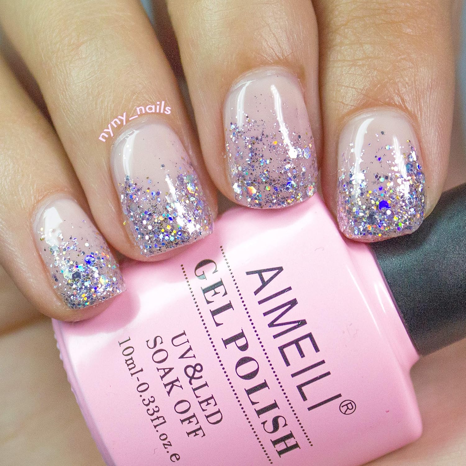 AIMEILI Soak Off UV LED Glitter Gel Nail Polish - Princess Purple (049) 10ml, GP049, 10 ml (Pack of 1) - Image 5