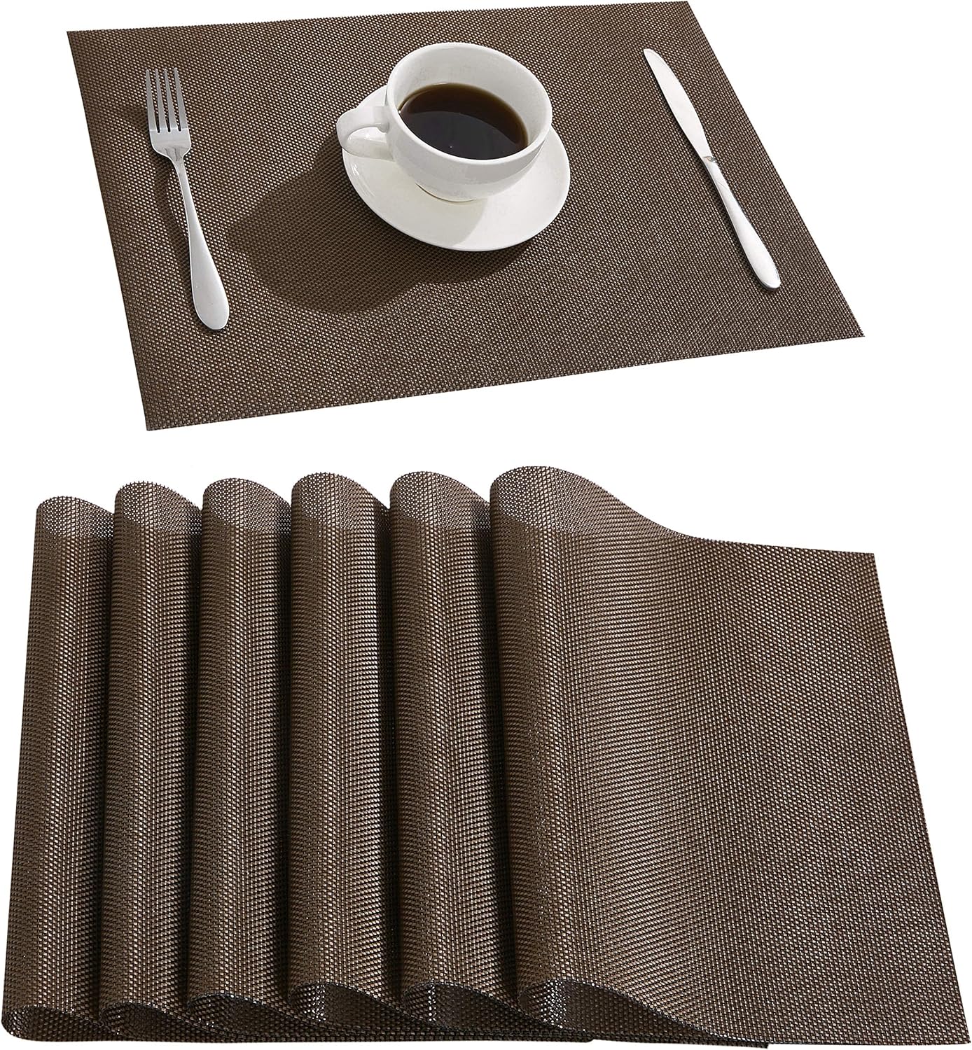 DOLOPL Placemat Placemats Waterproof White Placemats Set of 6 Crossweave Woven Vinyl Laminated Table Mat Easy to Clean Heat Resistant Wipeabl Placemats for Dining Table: Home & Kitchen