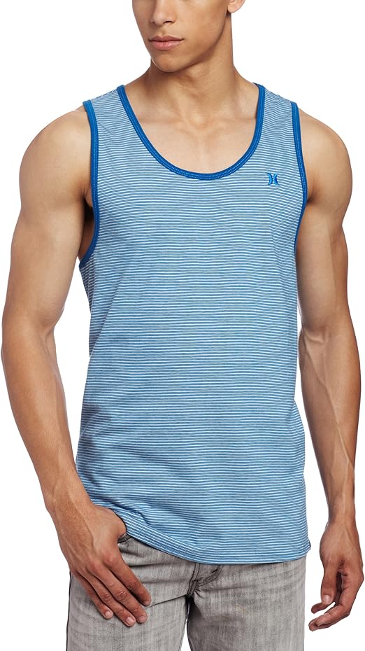 Hurley Men's Staple Olson Stripe Tank, Maritime Blue, Small