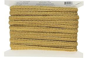 Trims by The Yard Alice Classic Woven Braid Trim, 1/2-Inch Versatile Trim for Sewing, Washable Decorative Trim for Costumes, Home Decor, Upholstery, 20-Yard Cut, Gold