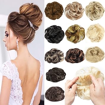 Curly Messy Hair Bun Extensions Hair Scrunchies Clip In Ponytail