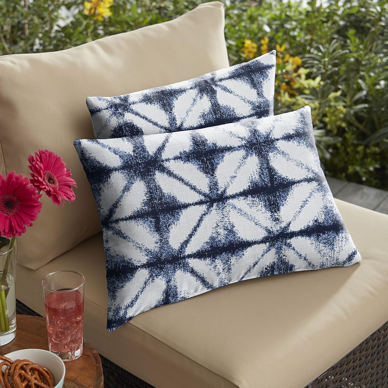 Mozaic Company AMPS116899 Indoor Outdoor Sunbrella Lumbar Pillows, Set of 2, 12 x