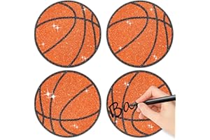 BWkoss Glitter Basketball Cutouts- 100Pcs Sport Ball Bulletin Board Basketball Shape DIY Paper Cuts Party Decorations for Sports Theme Party Baby Shower Birthday Classroom Game Day Wall Decor Supplies