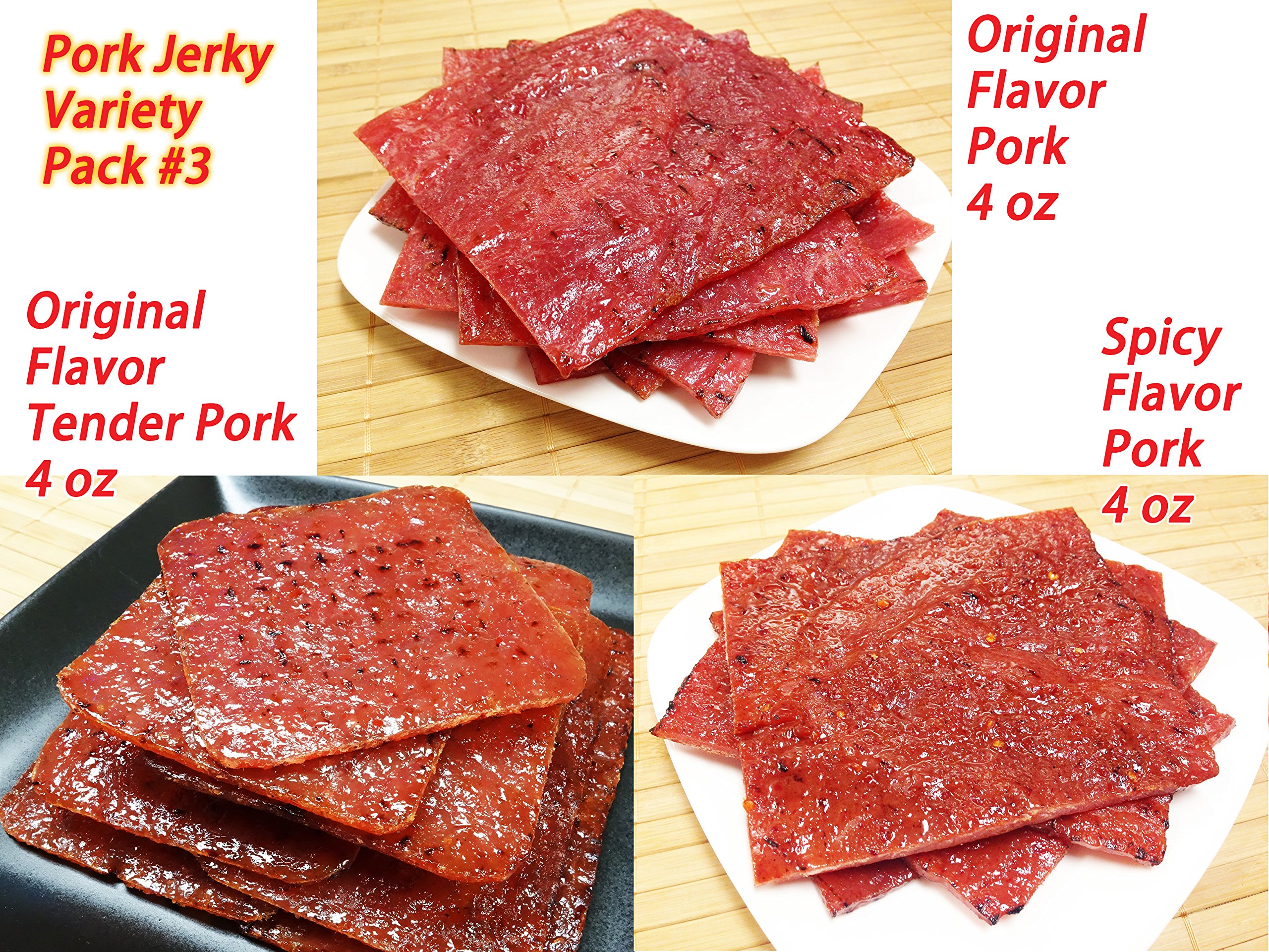 Variety Pack 2 Pork Jerky (Original Flavor 12oz Ounce weight) Original Flavor