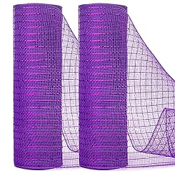 Ribbli 2 Rolls Purple Mesh Ribbon,10 inch x 30