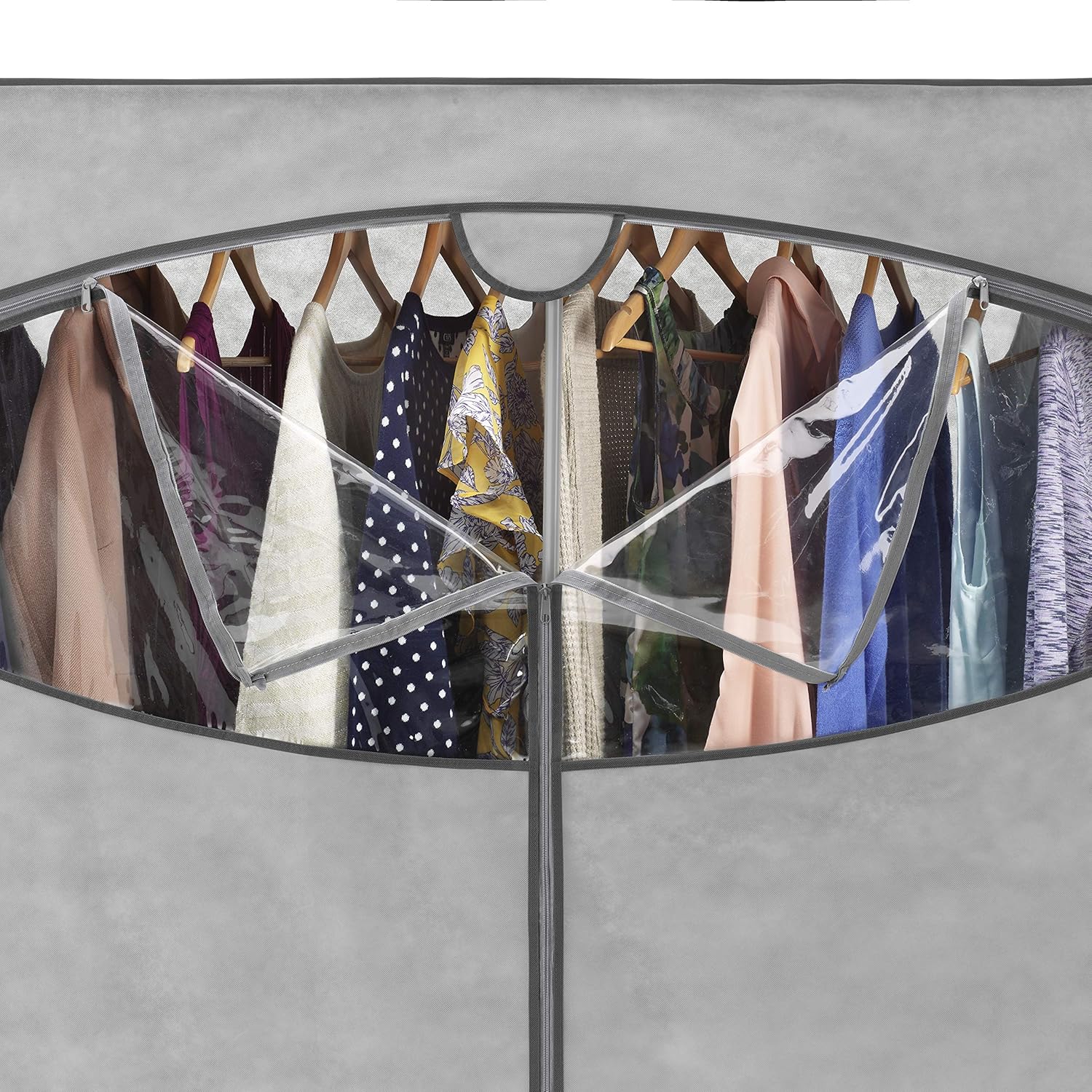 Whitmor Portable Wardrobe Clothes Storage Organizer Closet with Hanging Rack - Extra Wide -Grey Color - No-tool Assembly - Extra Strong & Durable - 60"W x 19.5"D x 64" L - Not for outside use: Home Improvement