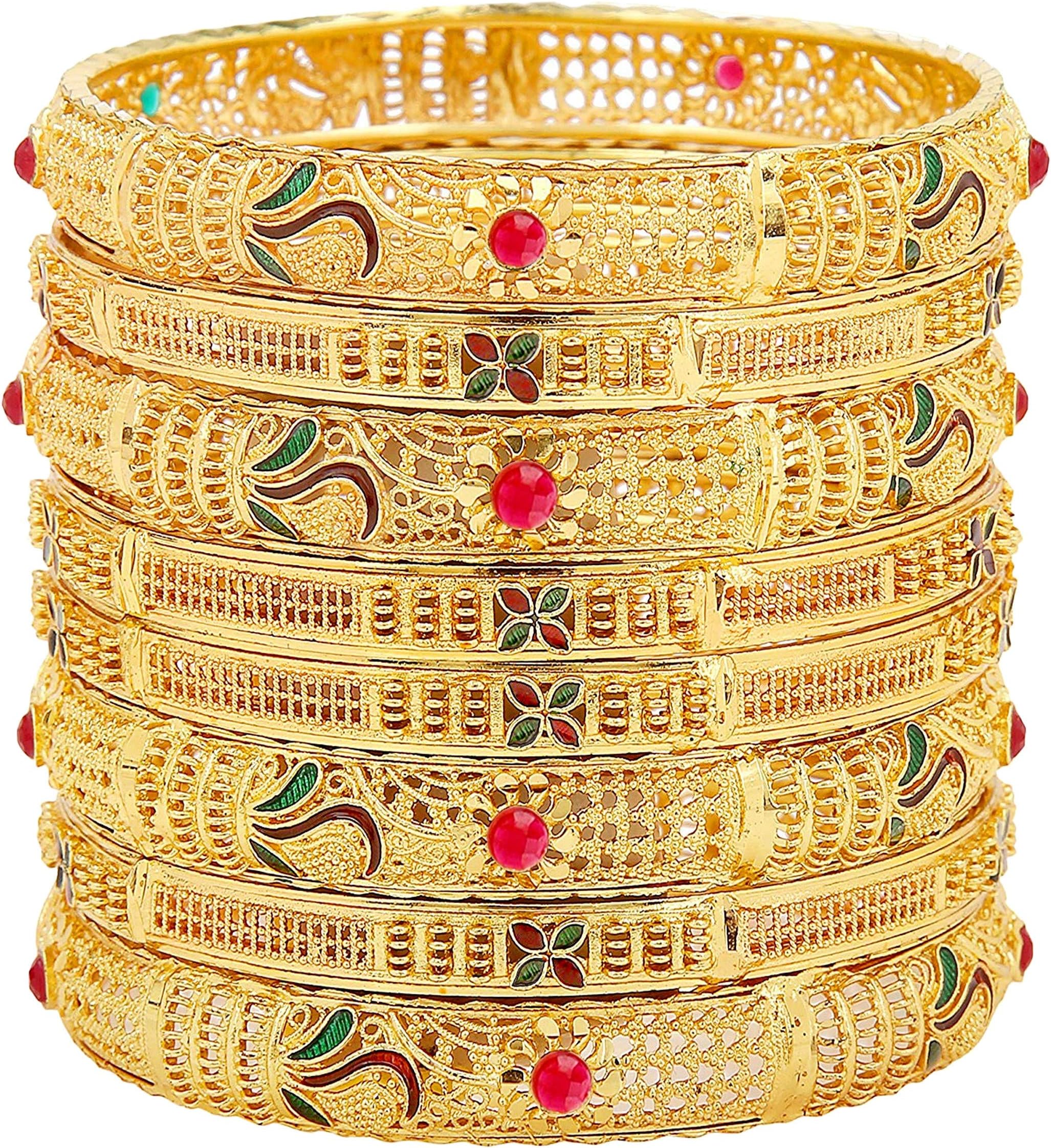 Mansiyaorange Traditional Fancy Designer Casual Party Original Hand Work Meena One Gram Gold Bangles for Women