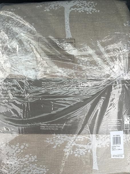 John Lewis Oakley Trees Curtains Eyelets Beige White 90 X 90