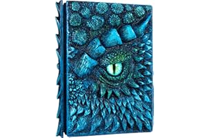 LZLIGHTACTOR 3D Dragon Eye Embossed Journal,Resin Engraving Notebook,Dnd notebook for Dragon Lovers ，Blank Paper,Hardcover Travel Notepad for Writing,Sketchbook,Collection,Gift,Decoration A4 and A5 Size (A5-Blue)