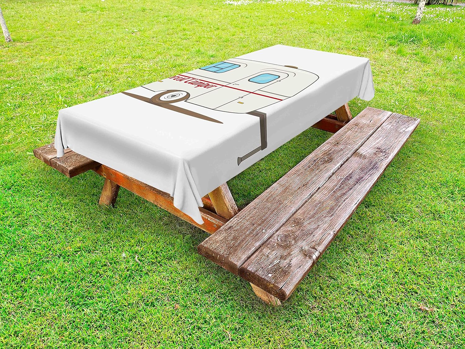 Lunarable Camper Outdoor Tablecloth, Vintage Van