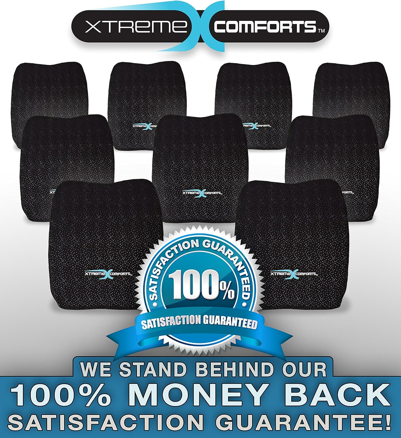 Xtreme Comforts Memory Foam Back Support Cushion - Designed for Back Pain Relief - Lumbar Pillow with Premium Adjustable Strap - Hypoallergenic Ventilative Mesh - Alleviates Lower Back Pain: Health & Personal Care
