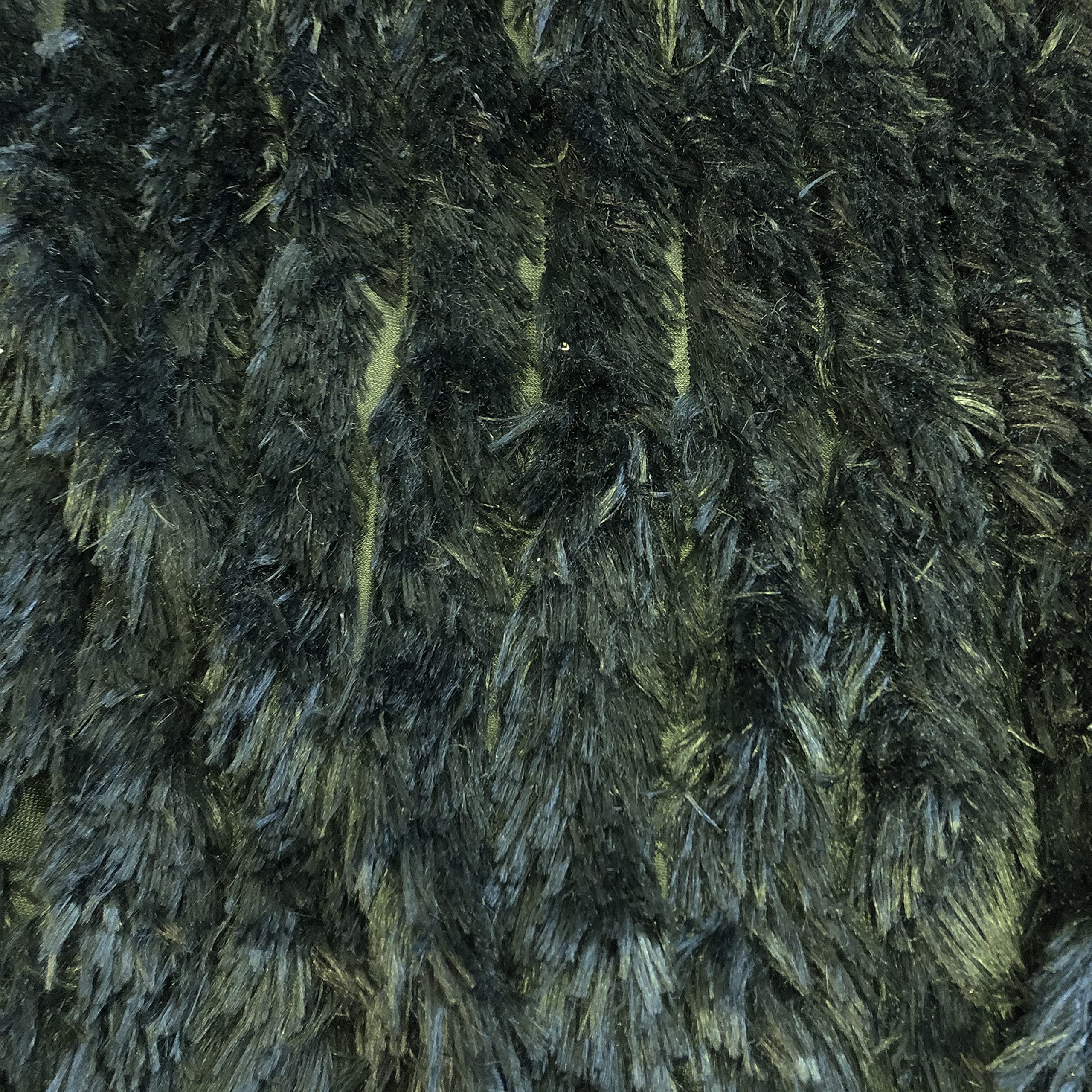 Super Luxury Faux Fur Fabric Material HI LO Black Frills, 1Mtr 150cm x 100cm