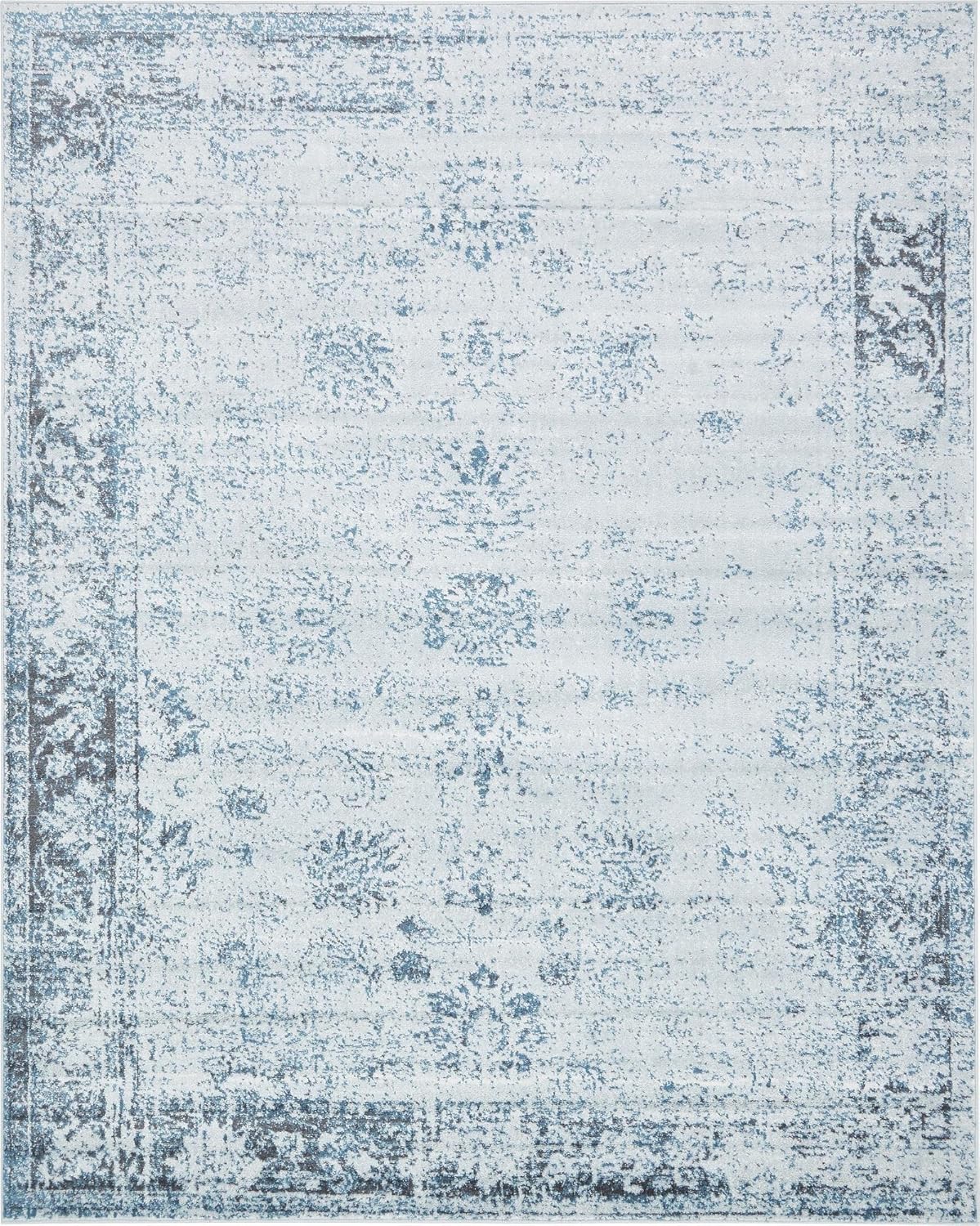 Unique Loom 3134069 Sofia Collection Traditional Vintage Beige Area Rug, 8' x 10' Rectangle, Light Blue