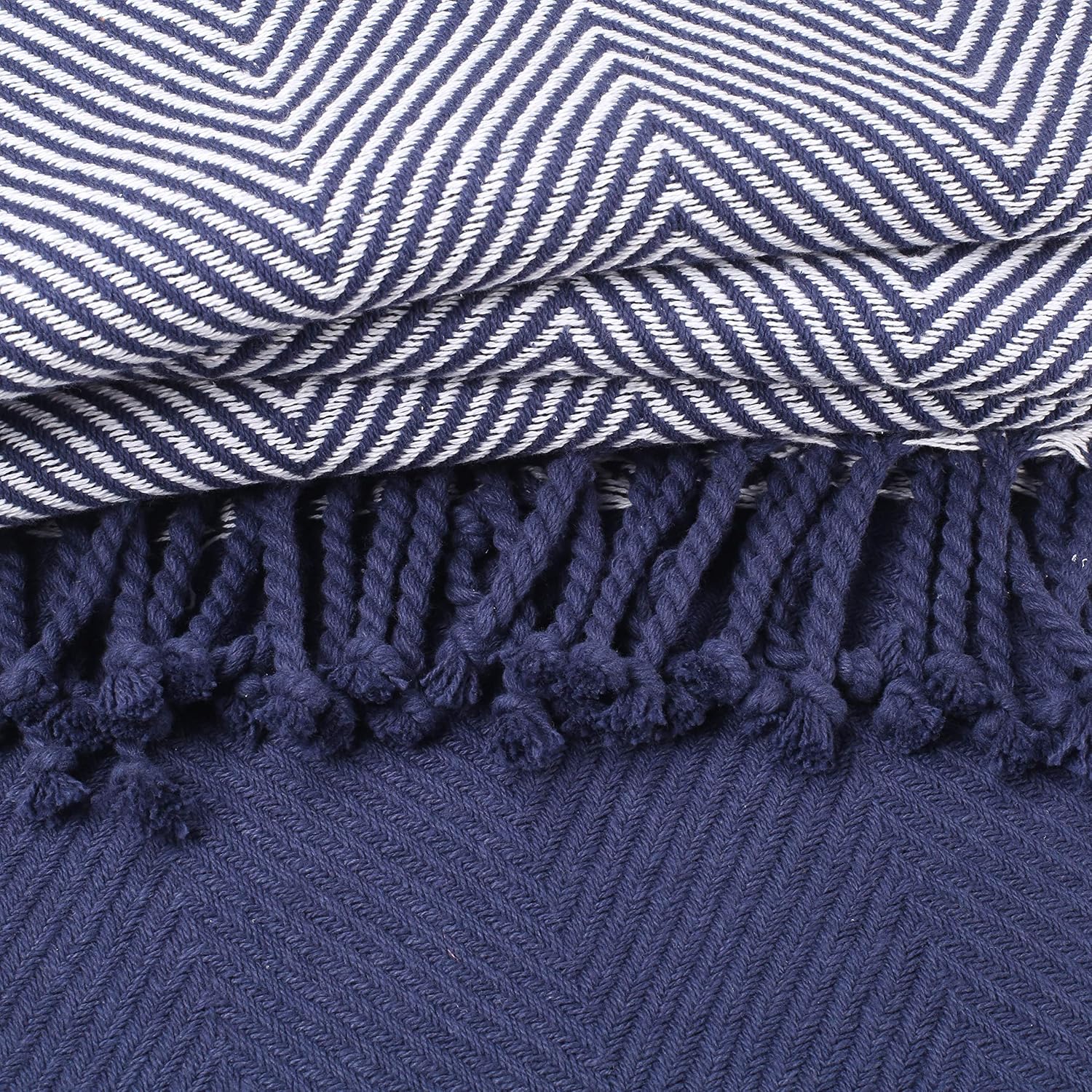 EHC Luxury Throws for Sofa Cover Couch Blanket Pack of 2, Navy Blue Throw -125x150cm, Small Single - Image 5