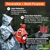 aZengear 4pc Survival Poncho Thermal Mylar Blanket Hooded Waterproof Windproof view 3