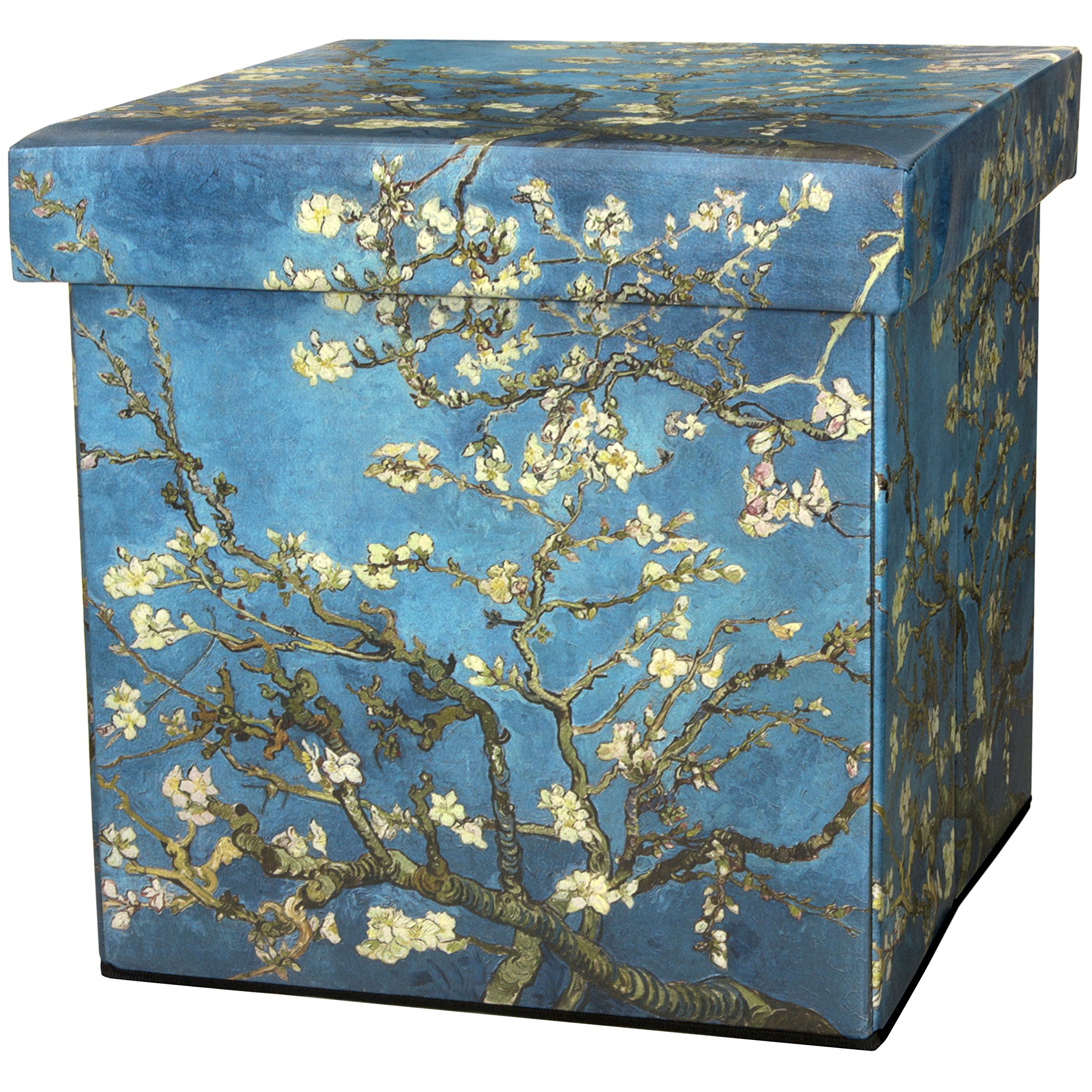 ORIENTAL Furniture Van Gogh Almond Branch Storage Ottoman Blue eBay