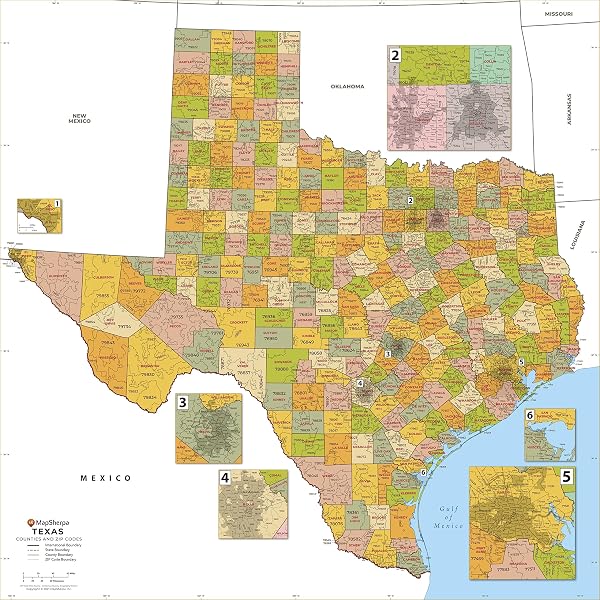 Multi Color Texas Map With Counties And County Names