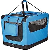 鶹 Basics Premium Folding Portable Soft Pet Dog Crate Carrier Kennel - 76.2cm x 53.3cm x 53.3cm, Blue