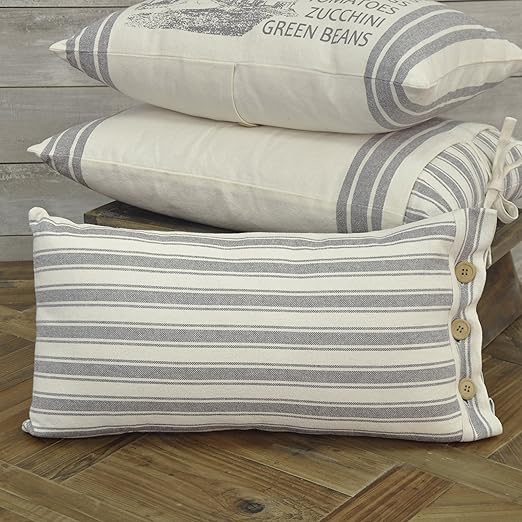 Amazon Com Piper Classics Market Place Gray Ticking Stripe Pillow