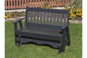 ECOMMERSIFY INC 5FT-Dark Gray-Poly Lumber Mission Porch Glider Heavy Duty Everlasting PolyTuf HDPE - Made in USA - Amish Crafted