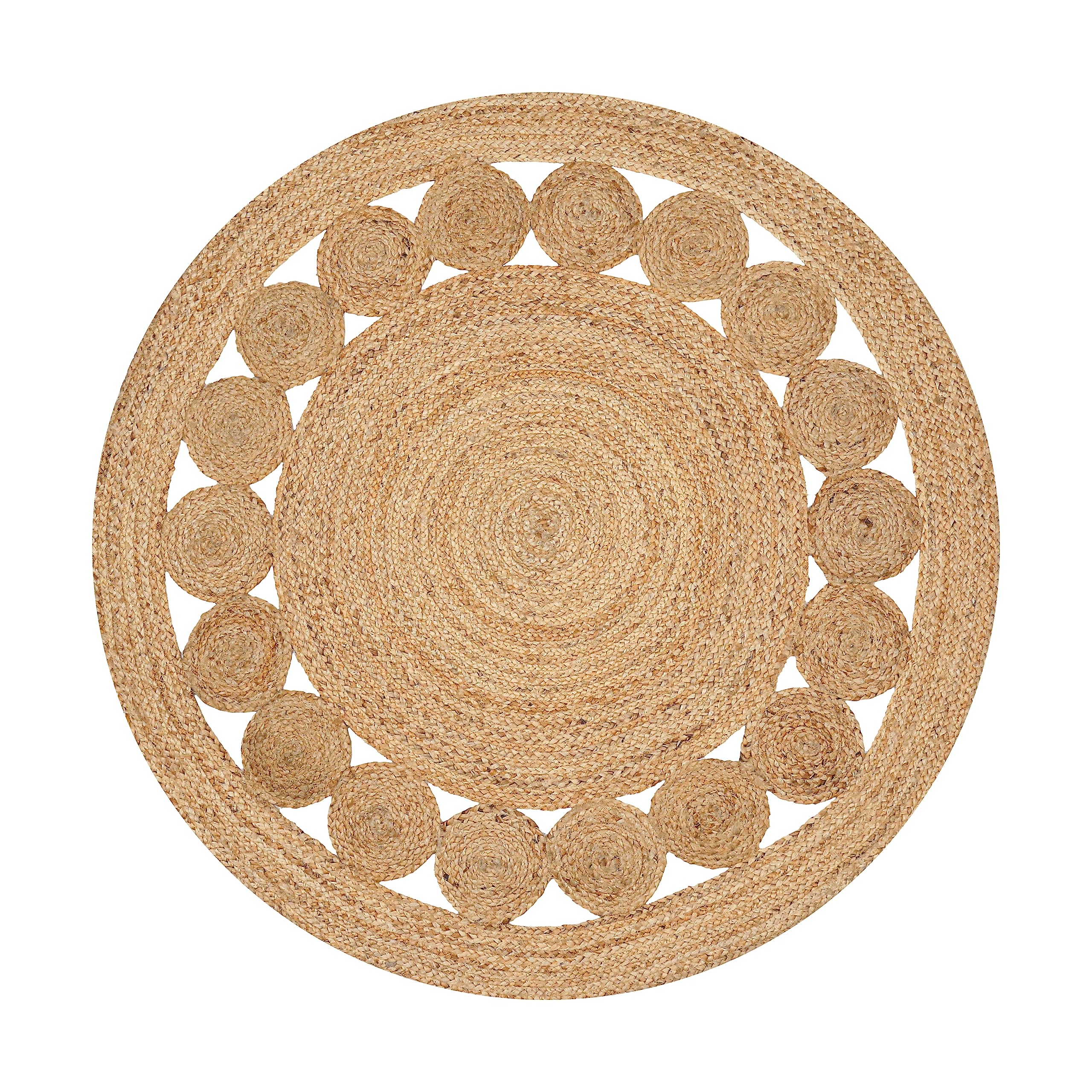 Photo 1 of ****USED**** Savi Home Round Jute Area Rug Handwoven- 8 feet Round- Natural Beige - Rustic Vintage Beige Braided Reversible Rug- Eco Friendly Rugs for Farmhouse, Bedroom, Kitchen, Living Room