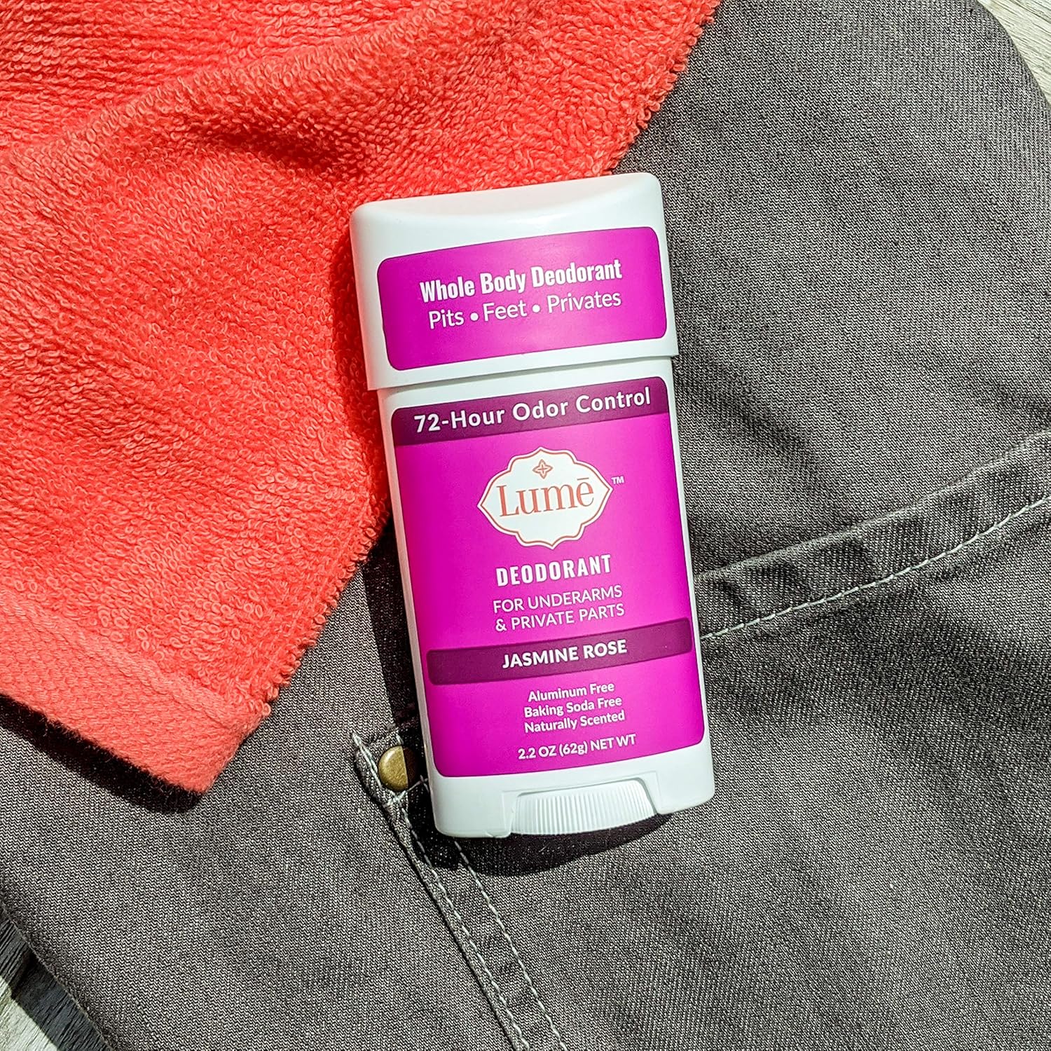 Lume Natural Deodorant - Underarms and Private Parts - Aluminum-Free, Baking Soda-Free, Hypoallergenic, and Safe For Sensitive Skin - 2.2 Ounce Stick (Jasmine Rose) : Beauty