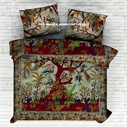 Indian Tree Of Life Cotton Queen Duvet Cover Quilt Cover Bohemian Hippie Bedspread Quilt Handmade By "Handicraft-Palace"