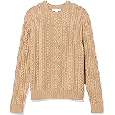 Amazon Essentials Mens Long-Sleeve 100% Cotton Fisherman Cable Crewneck Sweater