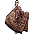 Exotic India Reversible Jamawar Shawl with Woven Paisleys - Wool