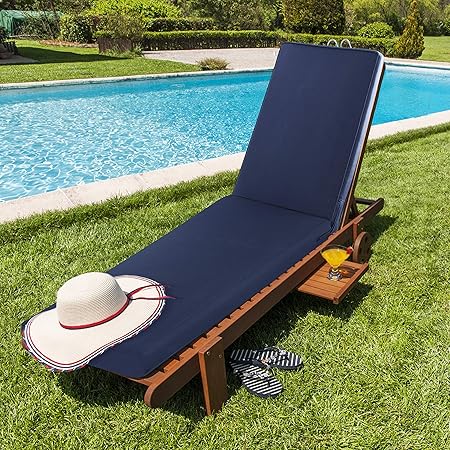 Amazon Com Chaise Lounge Cushion Large Size 78 7 X 26 X 2 8 Anti Deformed And Fade Resistant Cushions For Outdoor Indoor Furniture Lounge Chair Cushion With Adjustable Belt Navy Blue Kitchen Dining