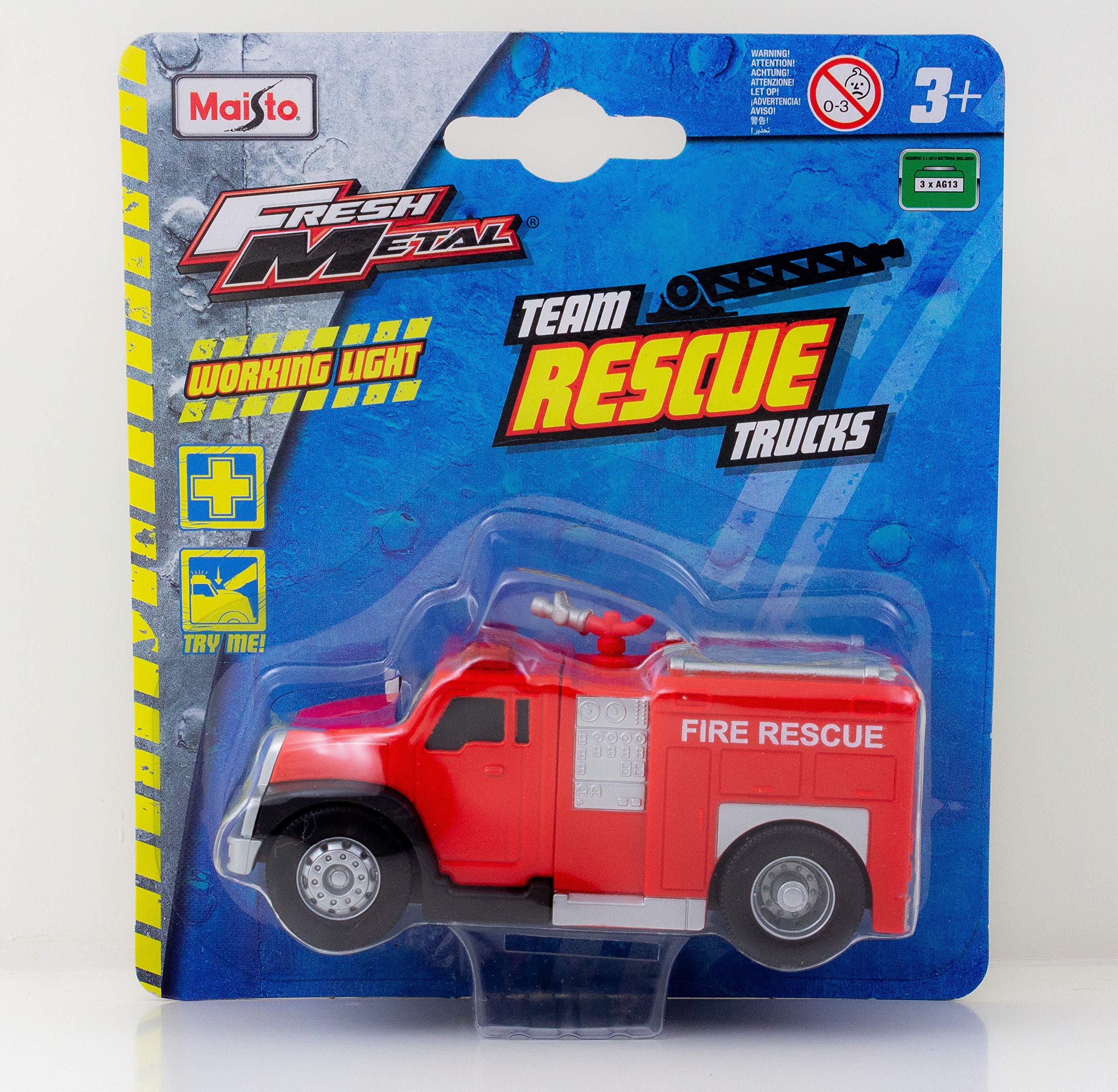Maisto FRESH METAL 9.2CM RESCUE FIRE TRUCKS WITH LIGHTS
