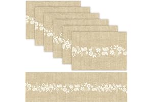 TRIVETRUNNER -ANNA STAY Trivetrunner: Decorative Modular Trivet Runner with 6 pcs Placemats Set Hot Pad, Heat-Resistant Surface,for Hot Plates, Pots, Dishes (Jute Flower Set 1 Table Runner + 6 placemats)