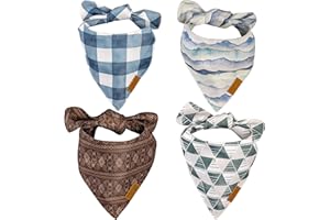 Remy+Roo Large Dog Bandanas - 4 Pack Ryan Set | Premium Durable Adjustable Polyester Fabric | Patented Shape Boy Dog Bandanas | Pack of Thanksgiving Bandanas for Dogs