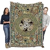 Morrigan Ravens Panel Blanket by Jen Delyth - Celtic Gift Tapestry Throw Woven from Cotton - Made in The USA (72x54)