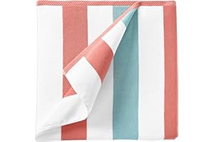 LAGUNA BEACH TEXTILE COMPANY Laguna Beach Textile Co. Striped Cabana Beach Towel - Oversized, Plush 630 GSM Cotton - Coral Orange & Sea Glass Green
