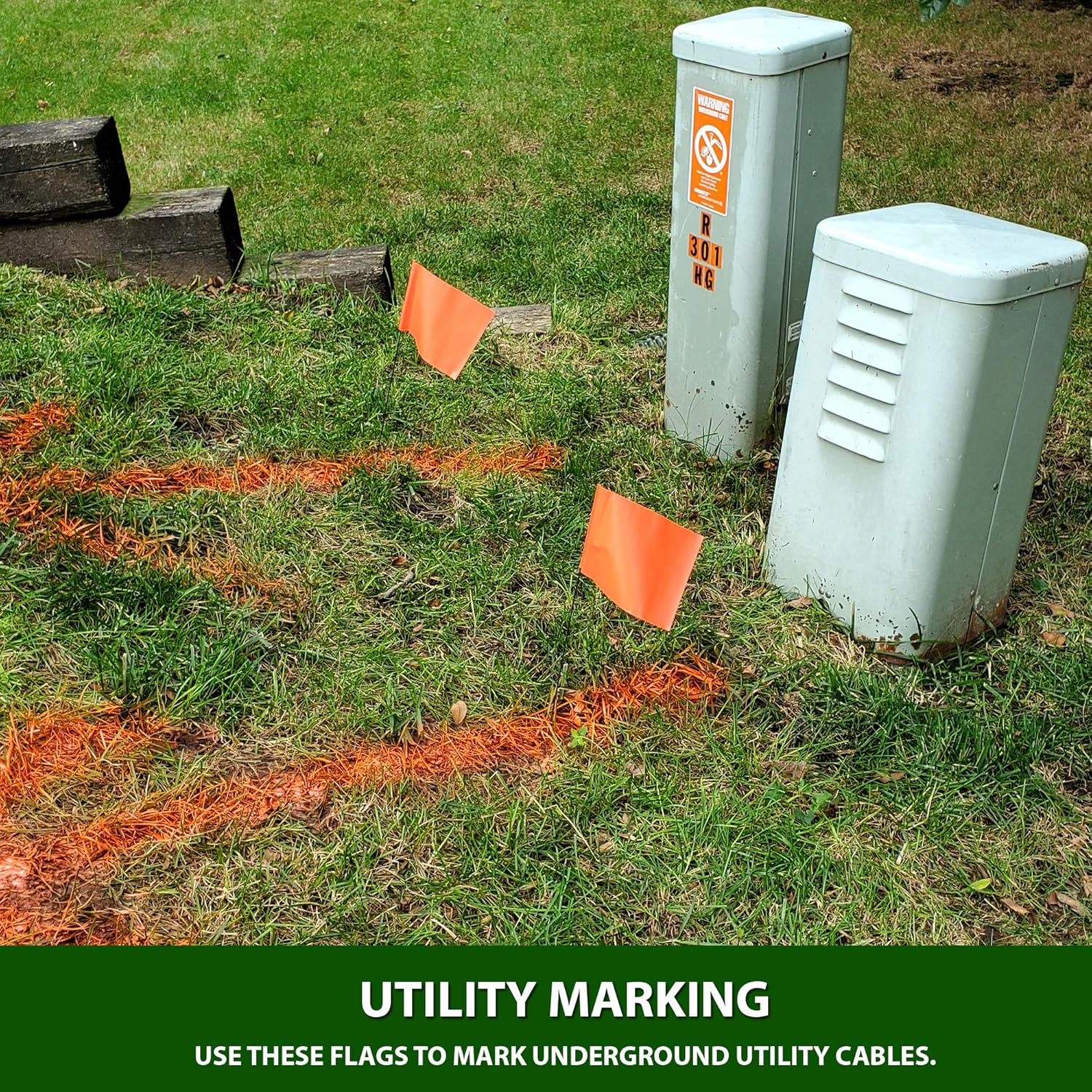 ACE Supply Marking Flags - 4 x 5-Inch Flag on 15-Inch Steel Wire - Fluorescent Orange, 100-Pack - Markers for Lawn Sprinklers, Irrigation, Property Line, Yard & Garden, Survey Stakes, Invisible Fence: Clothing