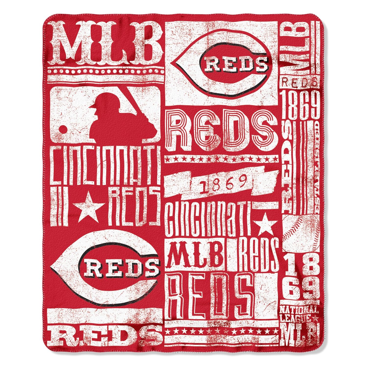 The Northwest Company MLB Cincinnati Reds Strength Printed Fleece Throw 50 x 60 inches
