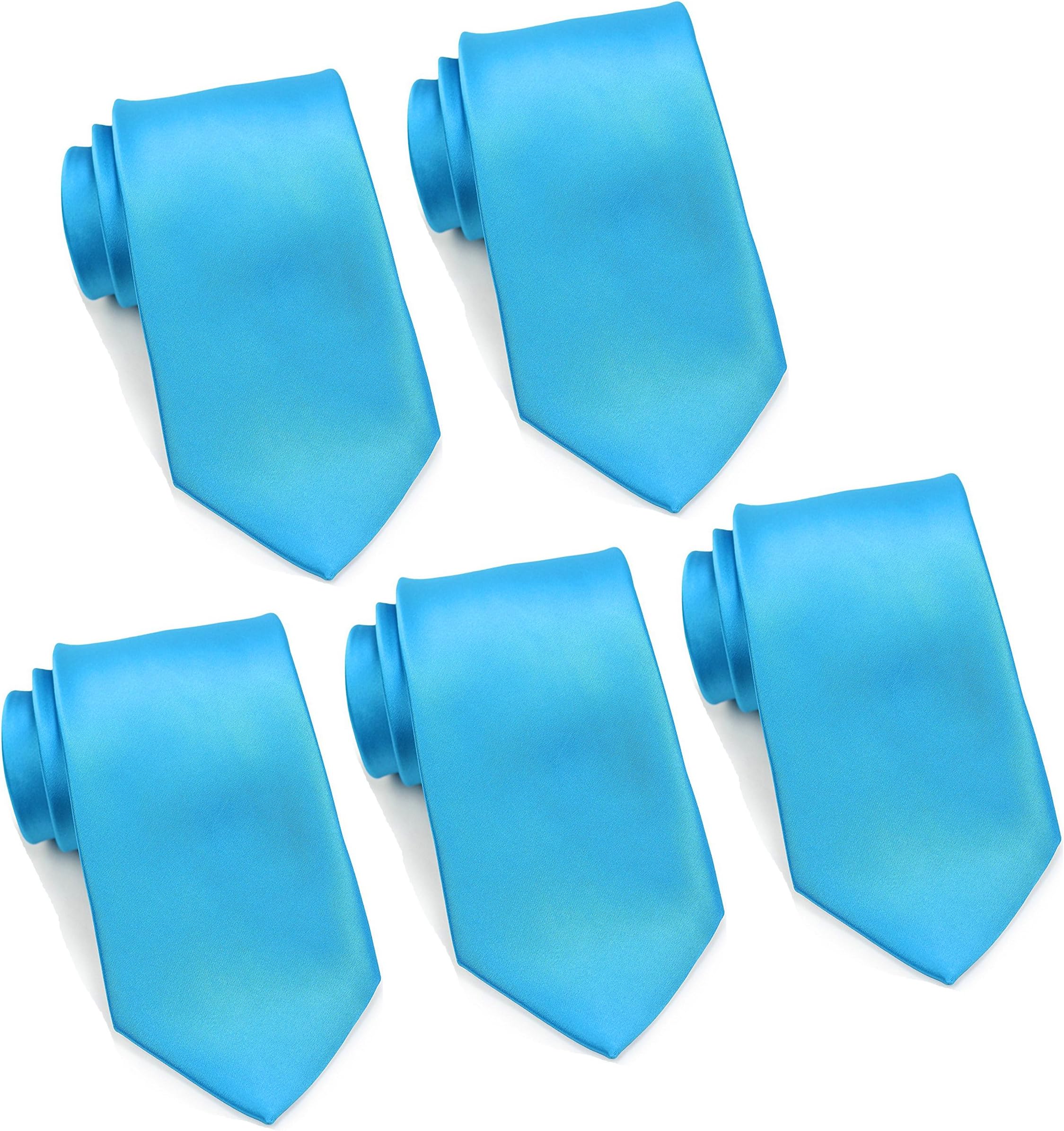 FOMANNMens Formal Tie Wholesale Lot of 5 Mens Solid Color Wedding Ties 3.5" Satin Finish