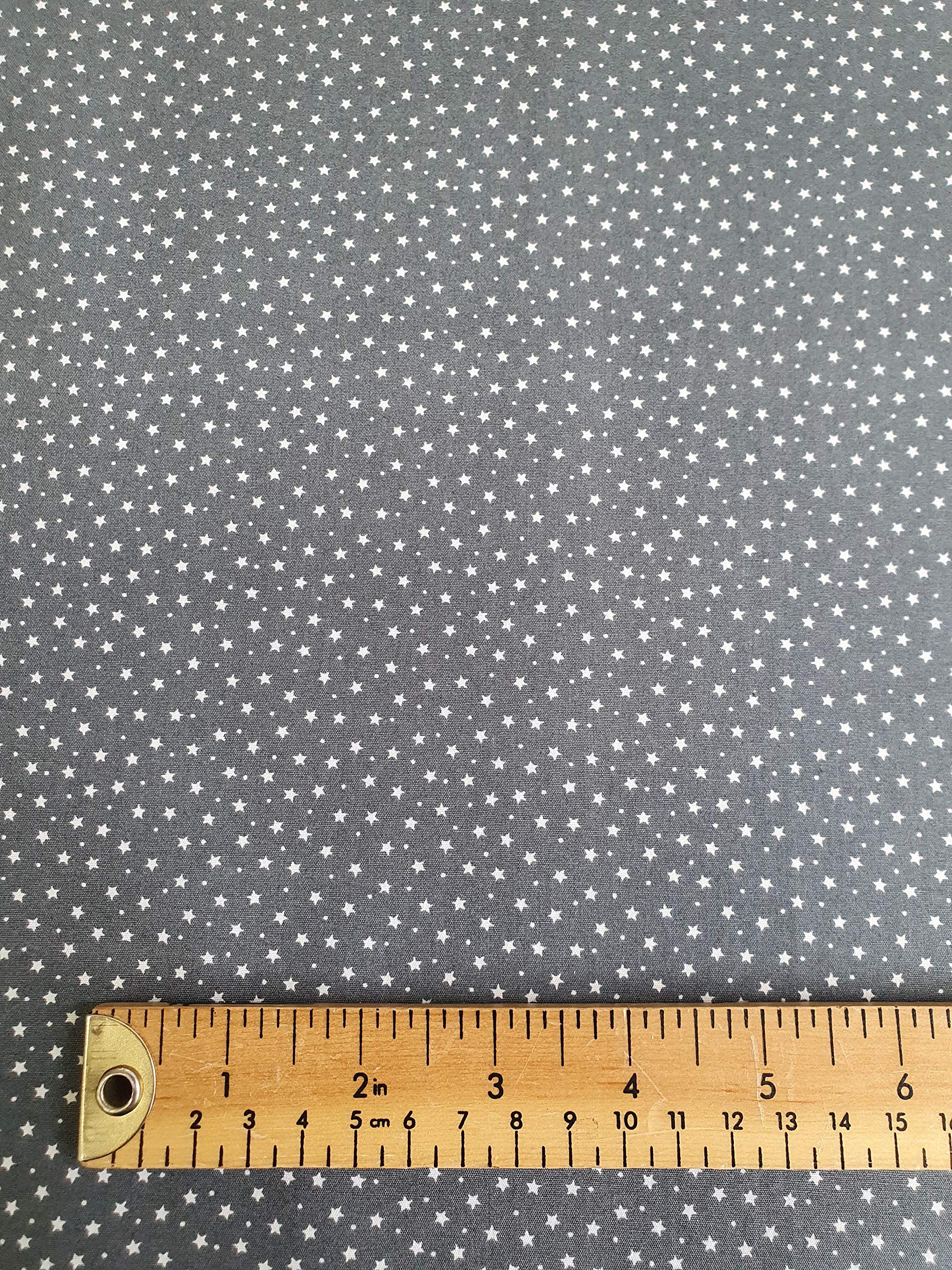 Oddies Textile Rose & Hubble White Stars & Spots on Grey Background - 100% Cotton Fabric - 110cm wide (CP00138GREY)