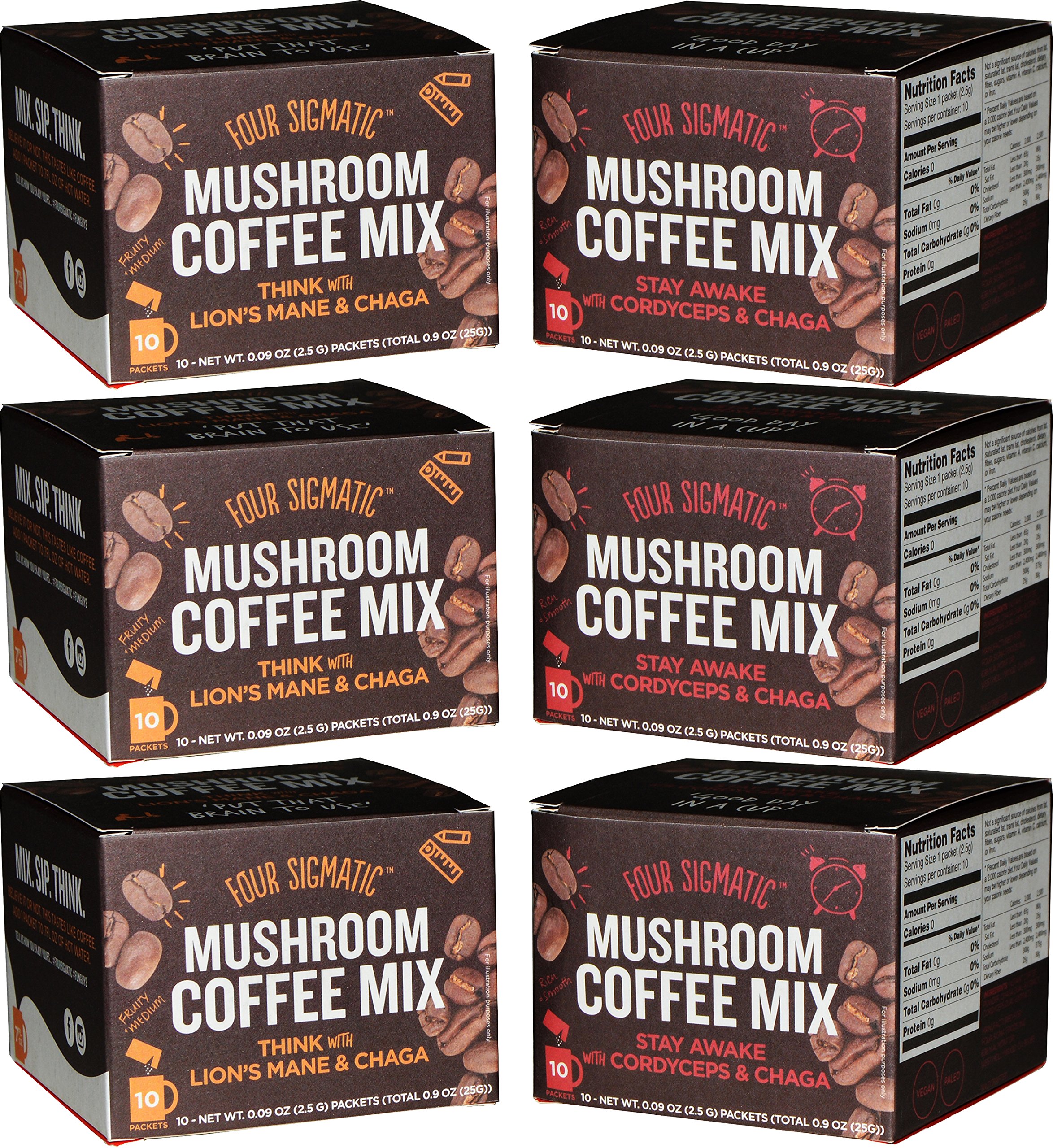 Four Sigmatic Mushroom Coffee Mix Pack of 6 Lion's Mane and Chaga