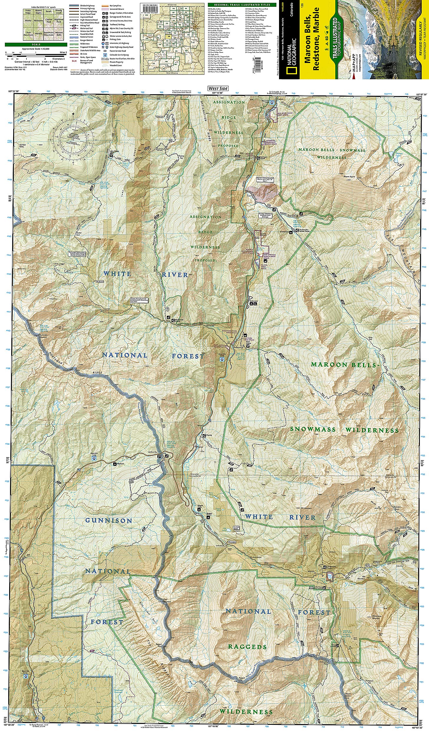 Maroon Bells Redstone Marble National Geographic Trails Illustrated Map 128 National Geographic Maps Amazon Com Books