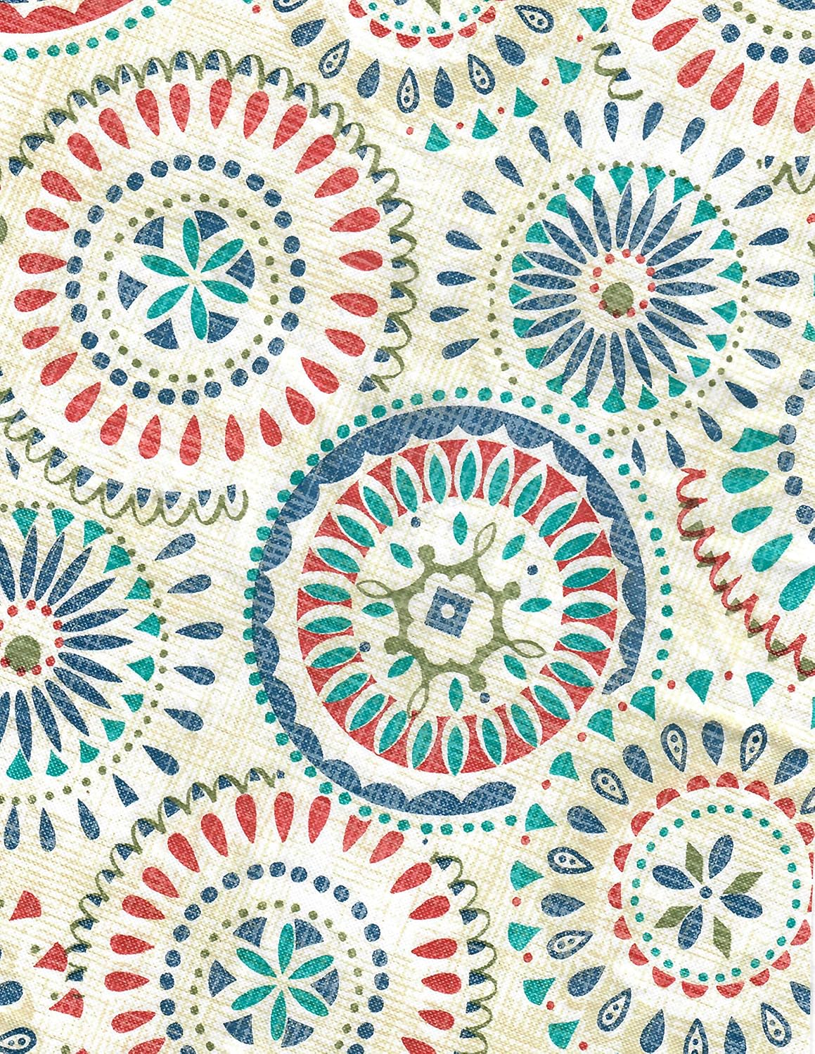 Covers For The Home Elastic Edged Flannel Backed Vinyl Fitted Table Cover - Multi-Color Geometric Pattern - Large Round - Fits Tables up to 45″ - 56” Diameter: Home & Kitchen
