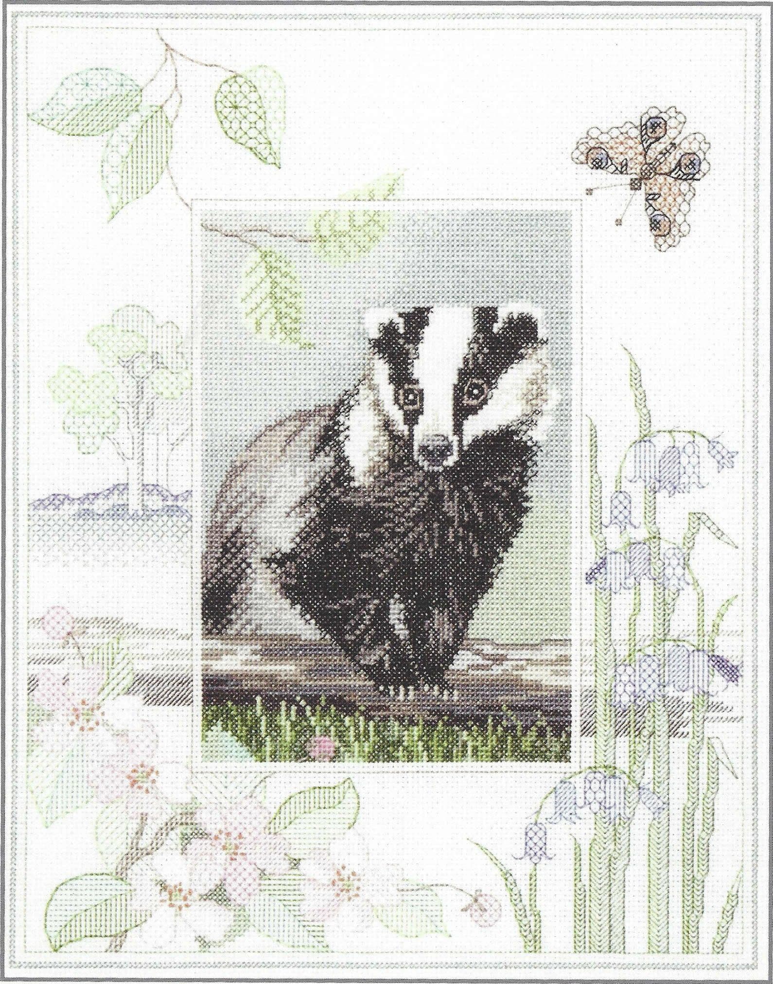Bothy Threads Wildlife - Badger Counted Cross Stitch Kit 26.9x34.2cm DWWIL9