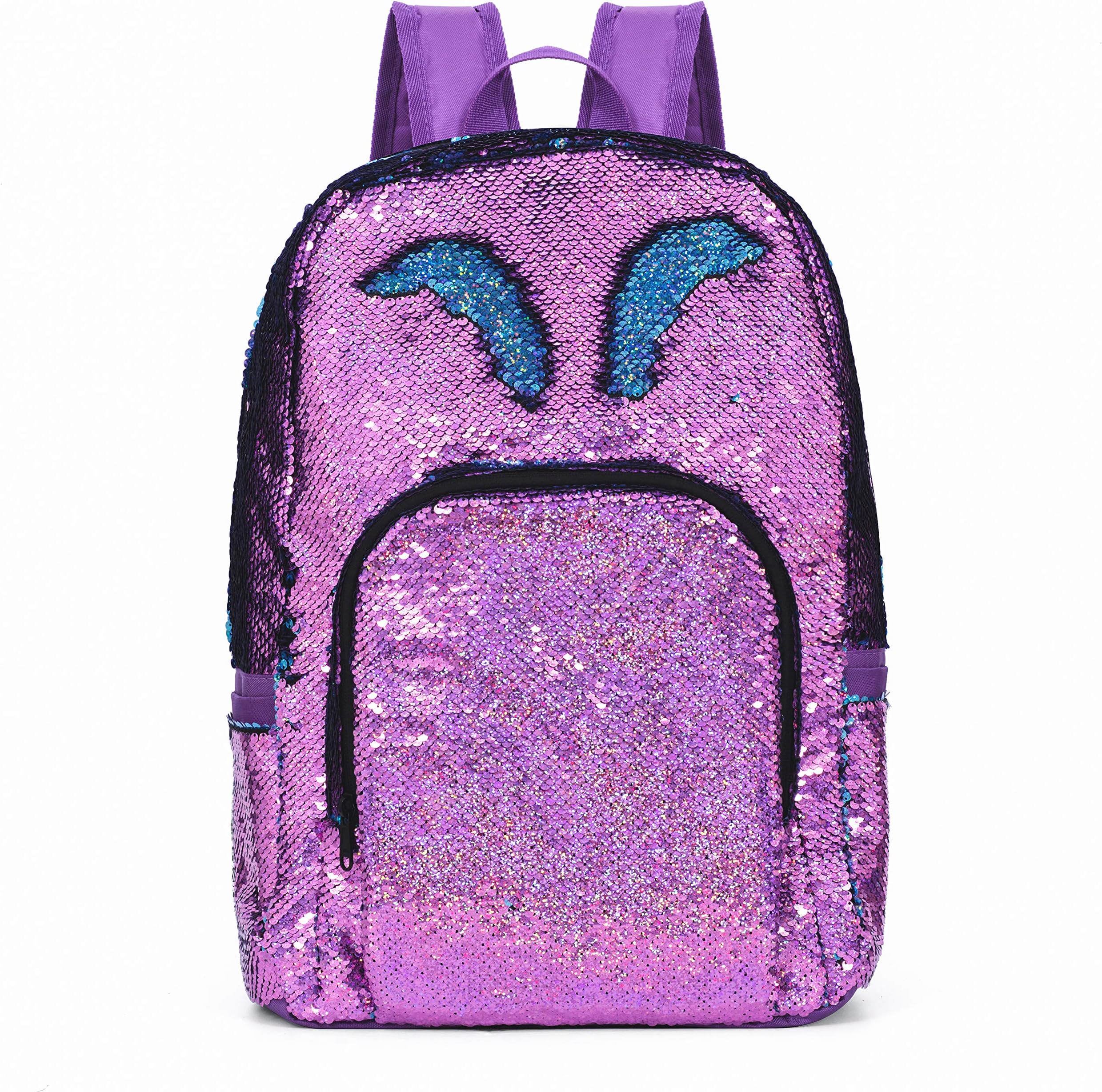 SIWA MARY Reversible Sequins School Backpack for Girls Students Magic Glitter Mermaid Lightweight Travel Backpack