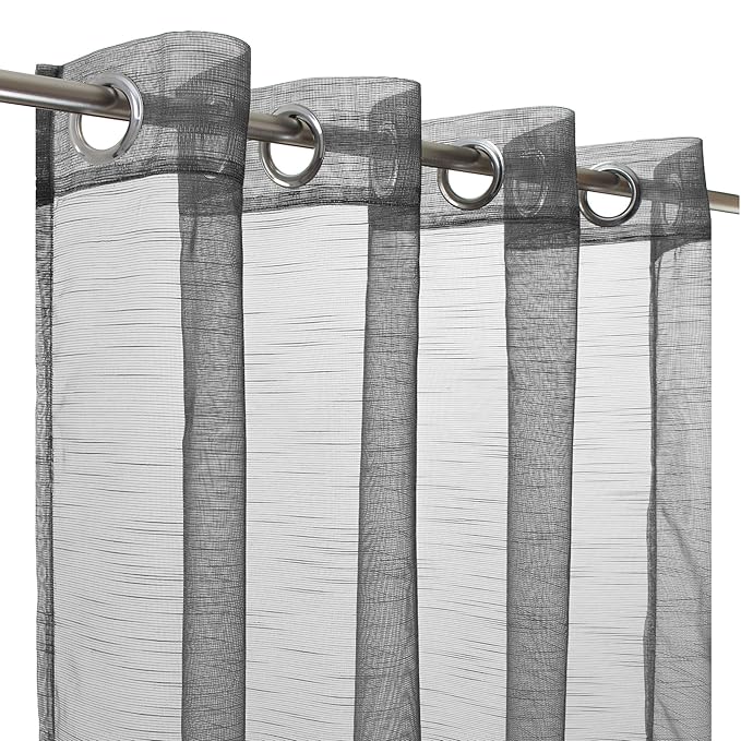 Vorhang Ösenschal transparent gestreift 140x245cm grau #9012