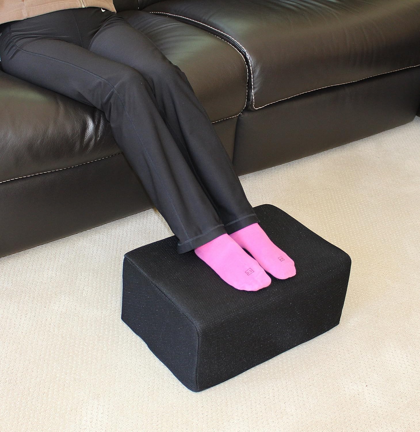 InteVision Extra Large Foot Rest - Foam Cushion with Non-Slip Nylon Cover (17.5" x 12" x 8") – Designed to Support Your Legs: Health & Personal Care