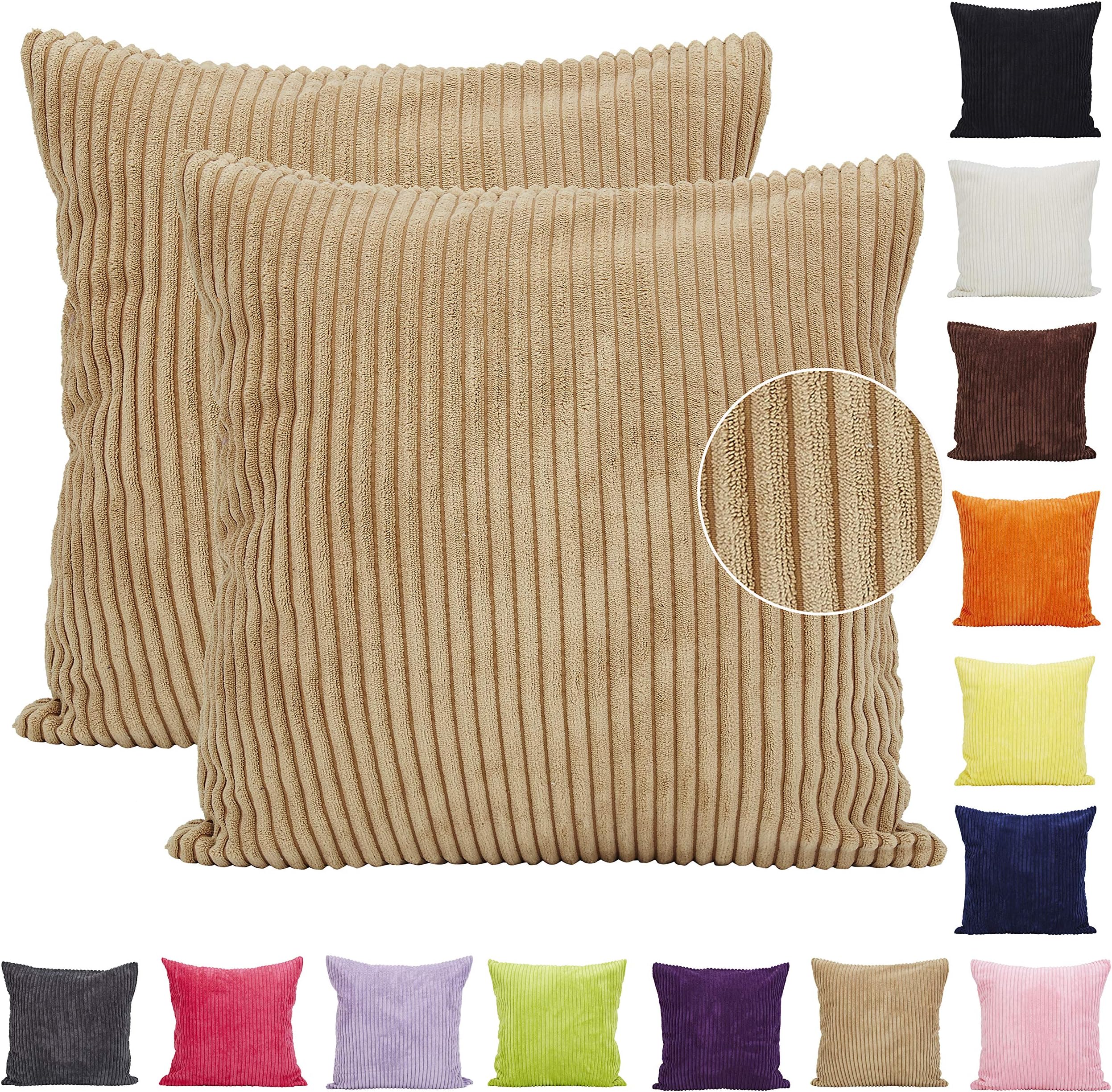 Comoco®-2pcs Solid Color Soft Flannelette Decorative Cushion Cover Chenille Cover for Sofa