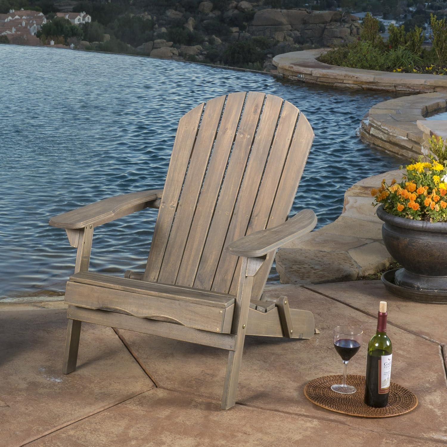 Great Deal Furniture Milan Outdoor Folding Wood Adirondack Chair