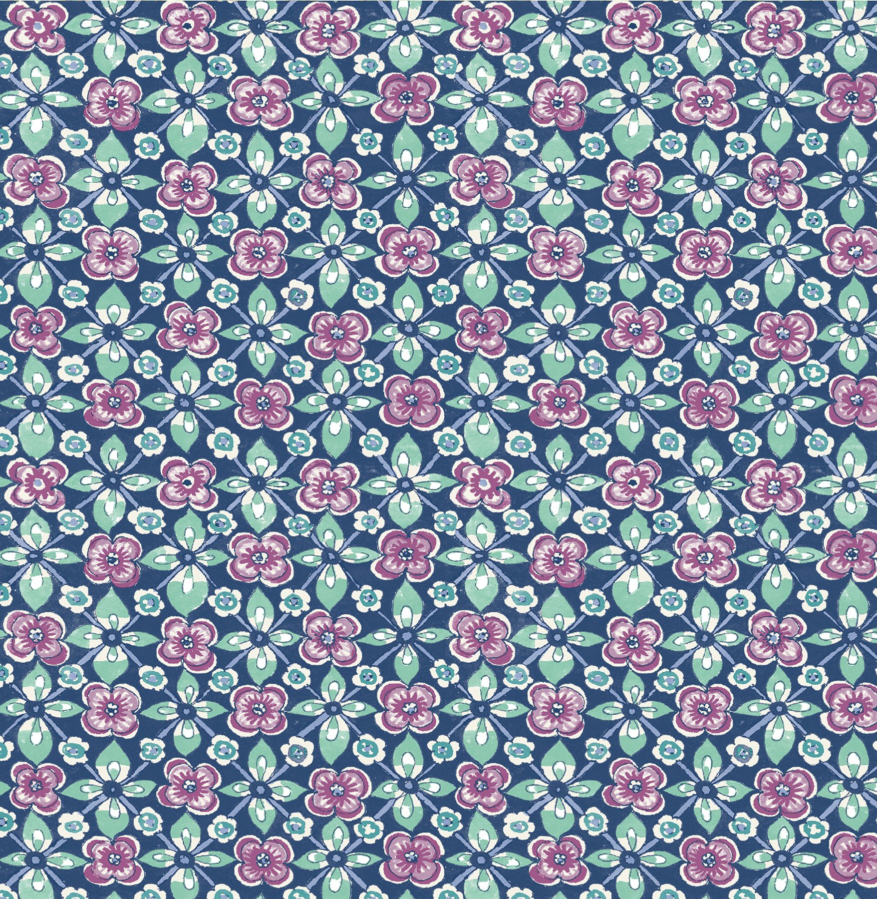 BHF SZ001822 Kismet Fly Indigo Floral Wallpaper